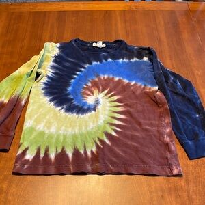 Lands' End Kids Tie Dye Blue and Green Long Sleeve Tee small